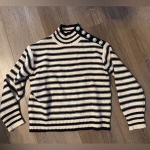 J. Crew Black and Cream Striped Sweater